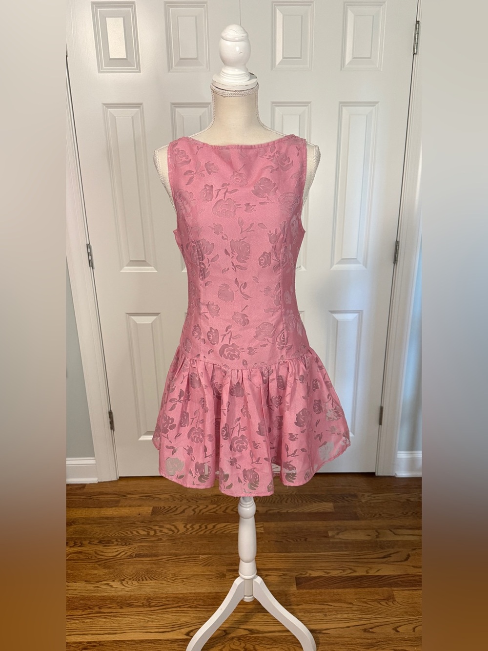 Sofie The Label Alden Mini Dress Pink Rose Brocade Jacquard Size Medium NWT